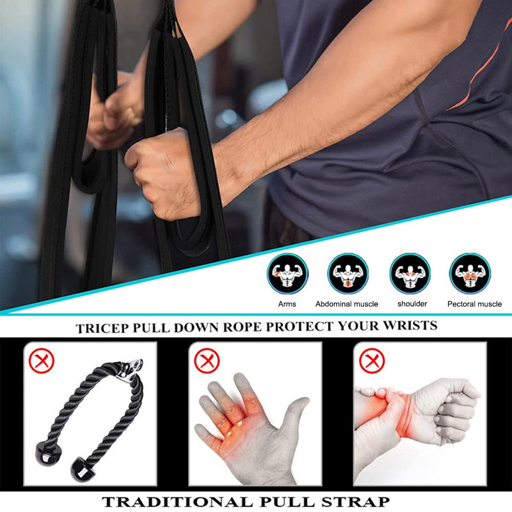 Corde de traction antidérapante pour entraînement musculaire, corde d'exercice pour triceps, longue sangle polyvalente pour pulls faciale/poussetage/groups