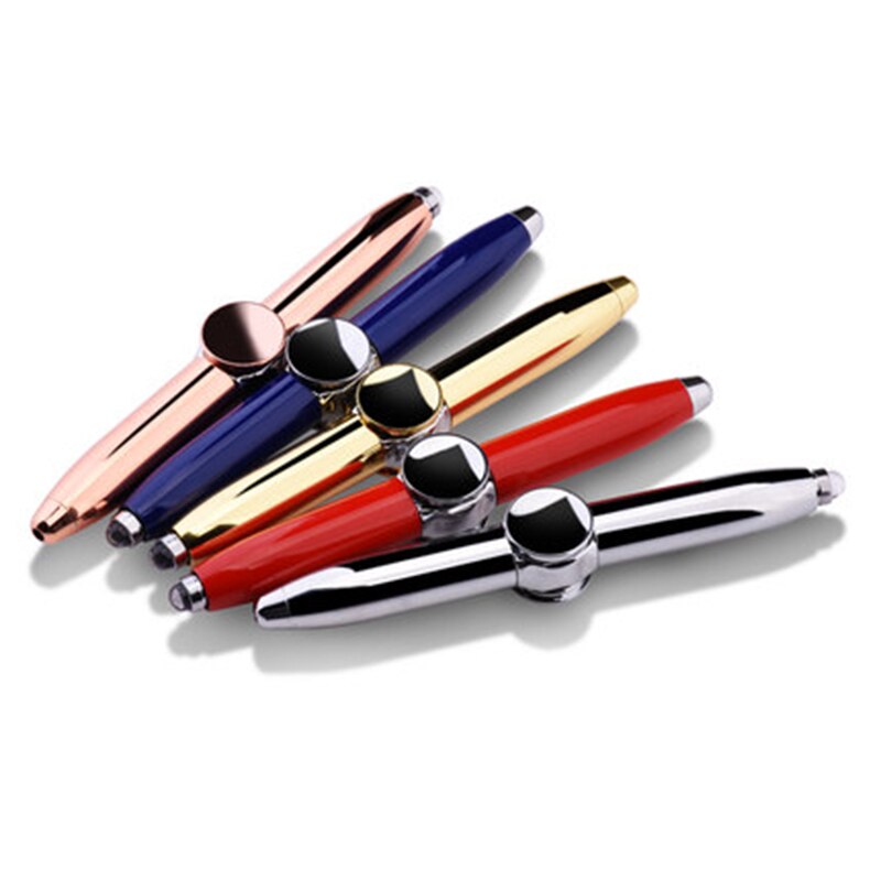 Stijl Creativiteit Multifunctionele Mode Metalen Kleurrijk Hand Fidget Spinner Pen Met Licht Speelgoed Cadeau Voor Kid Kinderen Adult