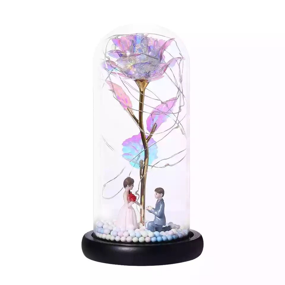 directe Galaxy Rose clignotant fleurs en flacon verre dôme pour saint valentin anniversaire décoration de mariage: Propose