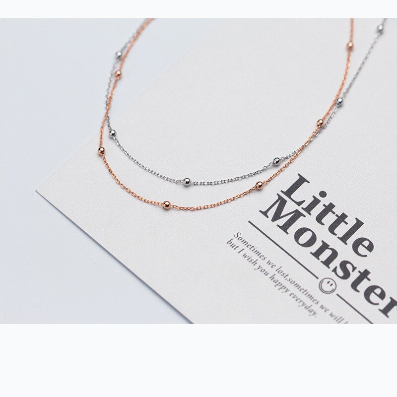 Mloveacc  s925 silberkette für damen, schlichte Halsband-halskette mit 925 sterlingsilberperlen, sommerliche schlüsselbeinkette