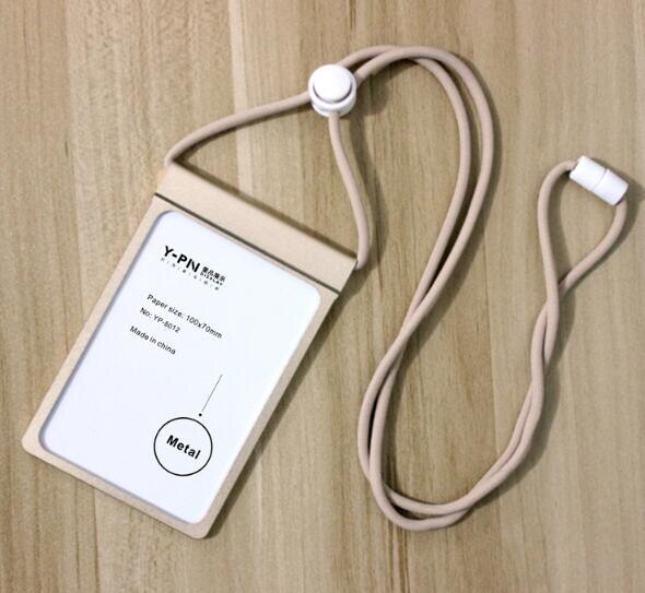 Aluminum Alloy Metal ID Card Sign Frame Name Badge Holder Cover With Lanyard