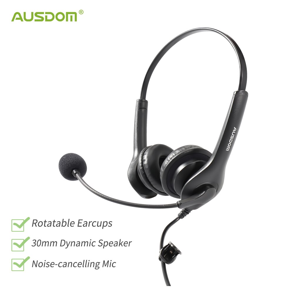 AUSDOM-auriculares BS01 para teléfono, con Cable USB y micrófono giratorio de 300 grados, para negocios