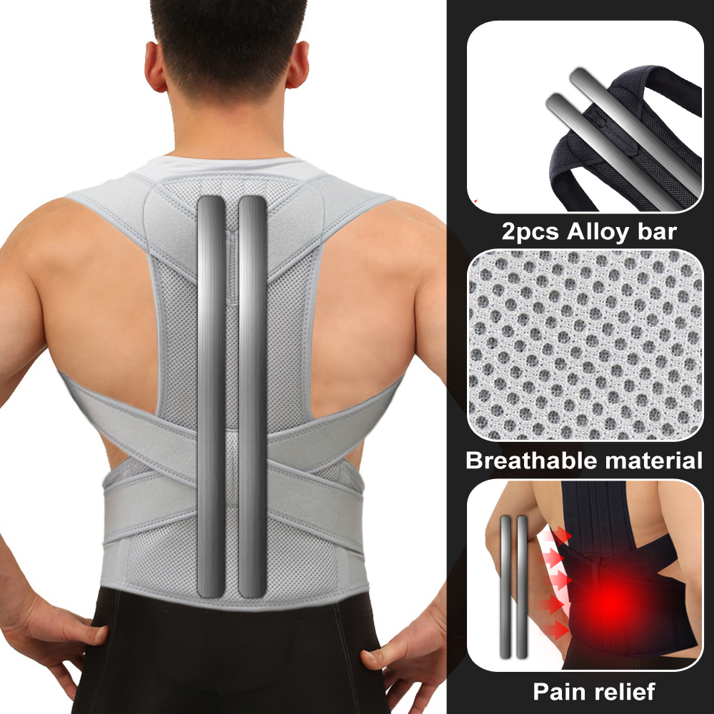 Corrector de postura de barra de aleación, escoliosis, tirantes para espalda, corsé de columna vertebral, soporte para terapia de hombros, cinturón de corrección de postura, espalda ortopédica