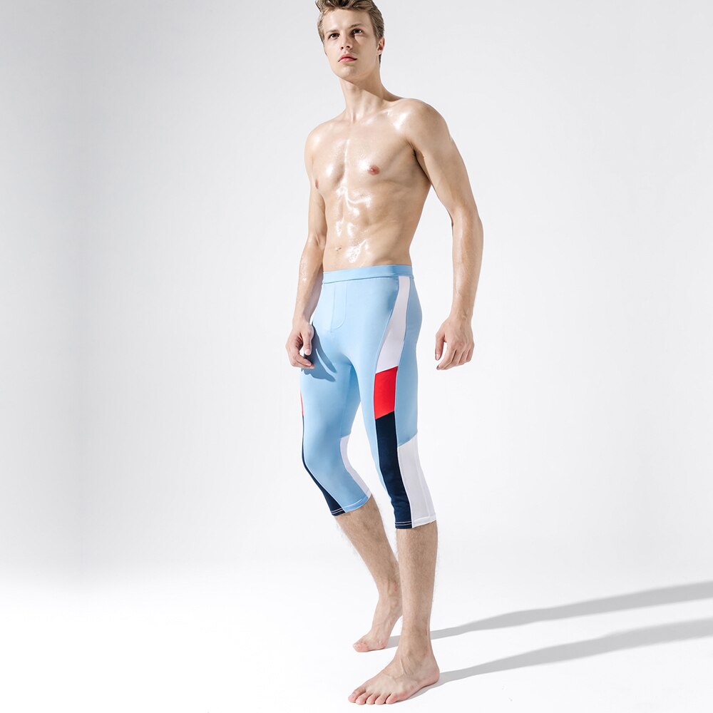 Pantalones de chándal elásticos para hombre, pantalón de entrenamiento, para correr, gimnasio, Fitness, tiro bajo: L / Light blue