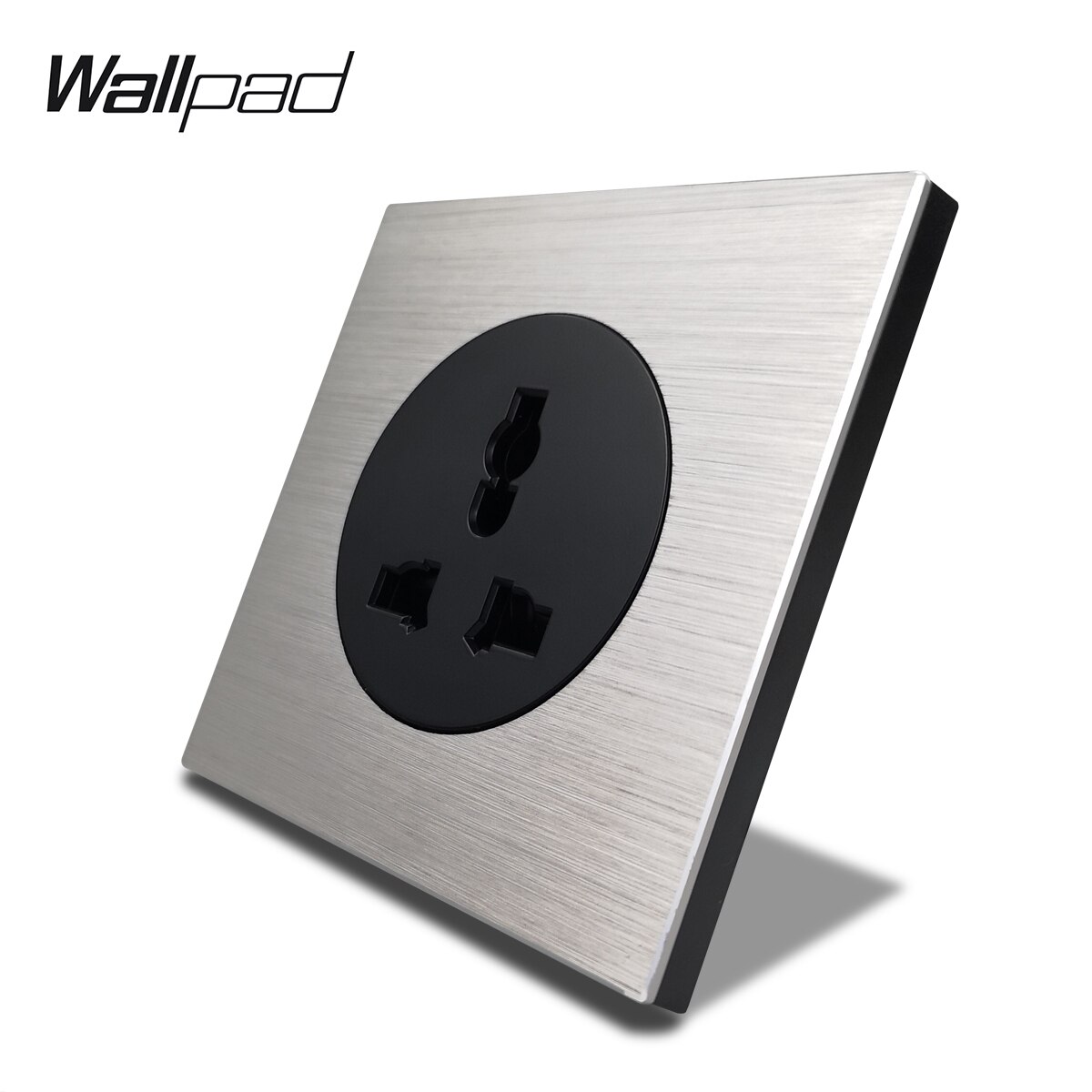 Wallpad Grey L6 Uk Eu Us Universele Wall Elektrische Socket Zilver Aluminium Plaat 1 Gang Stopcontact Geborsteld Metalen Paneel