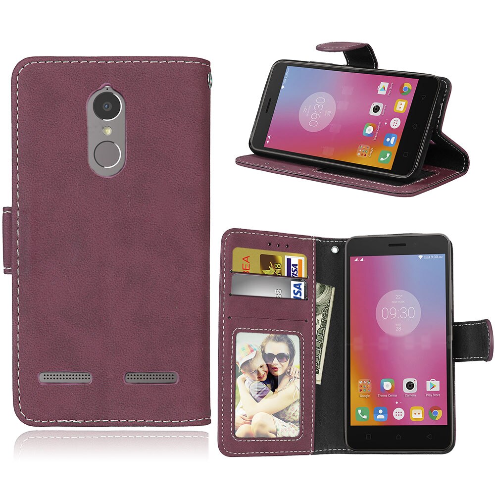 De cuero para Lenovo K6 funda magnética de cuero Flip para Lenovo K6 de 5,0 "K33a48 K33a42 teléfono caso cubierta con titular de la tarjeta: For Lenovo K6 / Rose