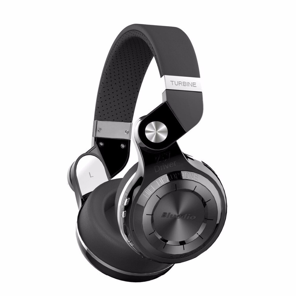 Bluedio T2 plus Bluetooth 5.0 headphones with FM radio sd card slot aux cable for all phones: Black Bubble bag