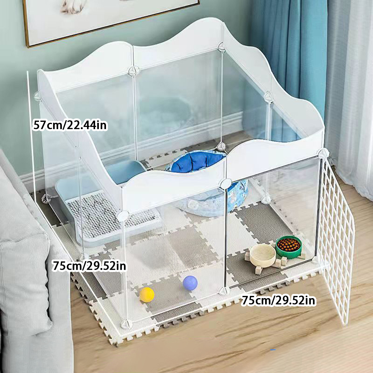 Dog Fence Indoor Household Small Size Dogs Fence Teddy Rabbit Pet Isolation Door Guardrail Cat Cage Anti-Jailbreak: Dark Grey