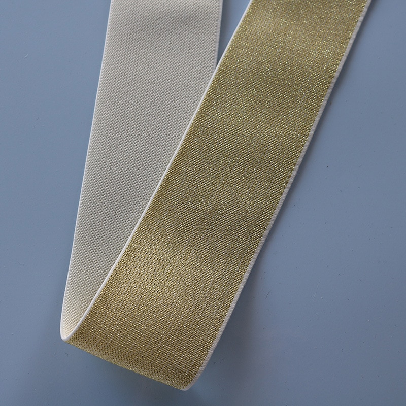 Glitter guld silver elastiska band 10mm 15mm 25mm 40mm elastiska gummiband bälte plagg byxor sömnad spetskanter gör det själv tillbehör