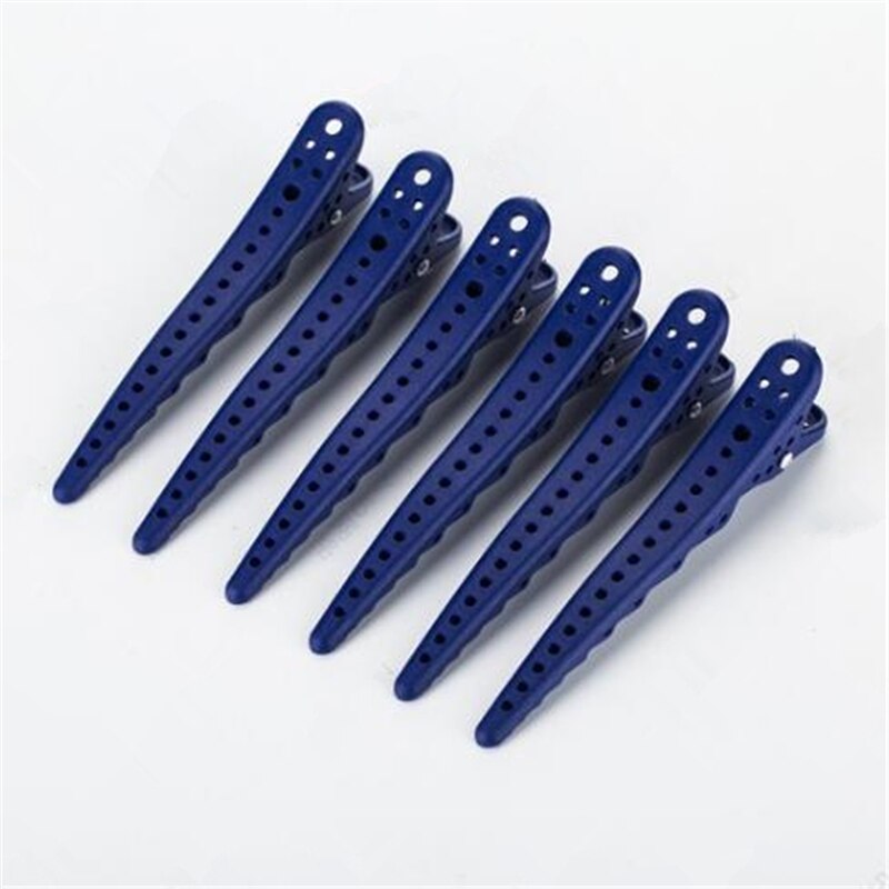 6Pcs Pro Salon Haarspeldjes Kappers Haarspelden En Clips Alligator Clips Kapper Haar Sectioning Clip Haar Snijgereedschappen: Blue