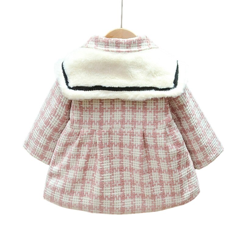 Babyjasje babyjasje lente winter geruit warm imitatiebontkraag schattige prinsessen babymeisjeskleding peuterkleding 1pc