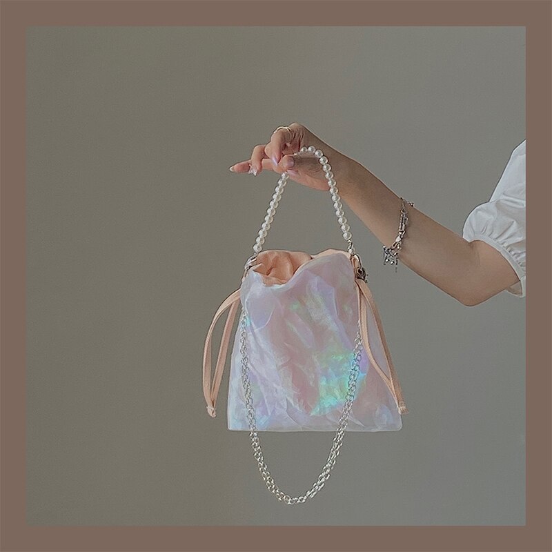Mini sacs à main avec chaîne perlée pour femmes, sacs à bandoulière Vintage, fil de , sacoche de soirée, pochette: Default Title