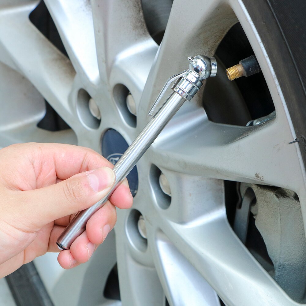 Leepee bærbart dekk/dekk lufttrykk testmåler holdbar sølv penn form nødbruk 5-50 psi trykkmåler bil styling