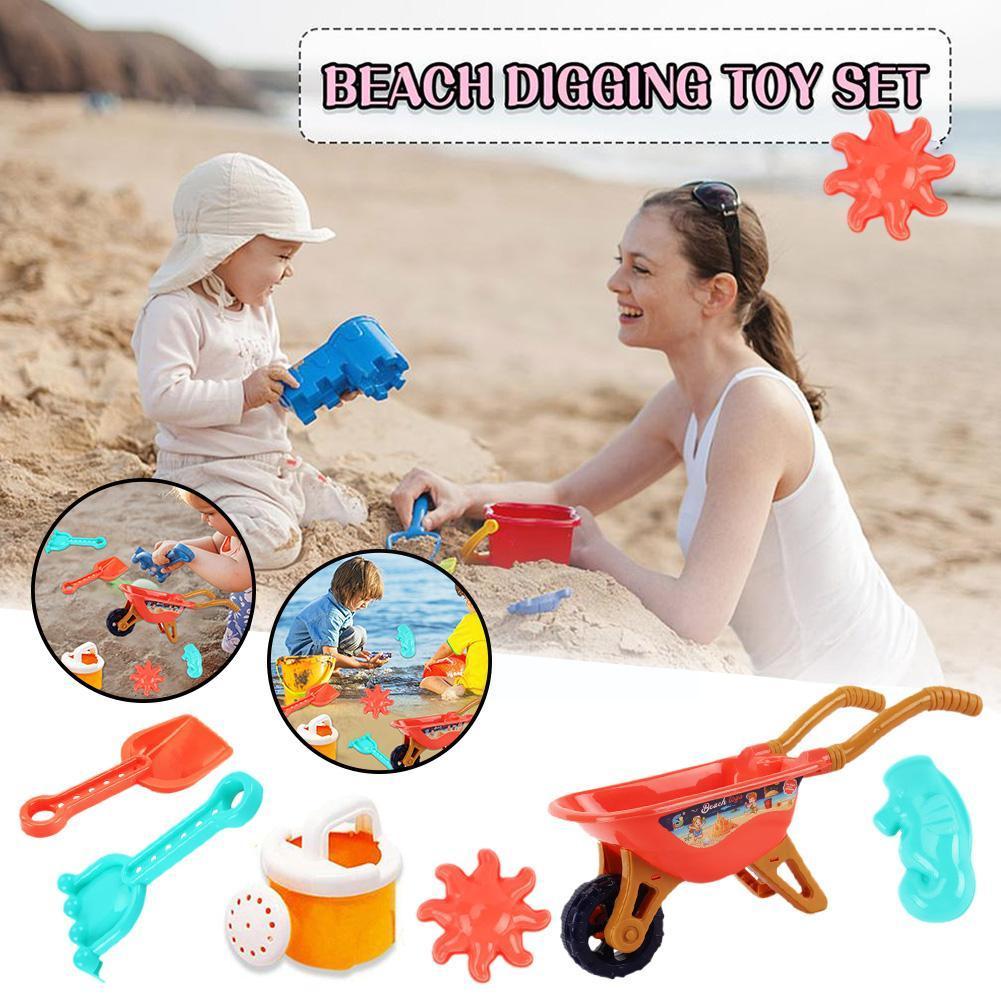 Summer Baby Beach Toys Baby Beach Game Toy Children Trolley Shovel Sprinkler Toys Kit For Beach Sand Water Cart H B6y4