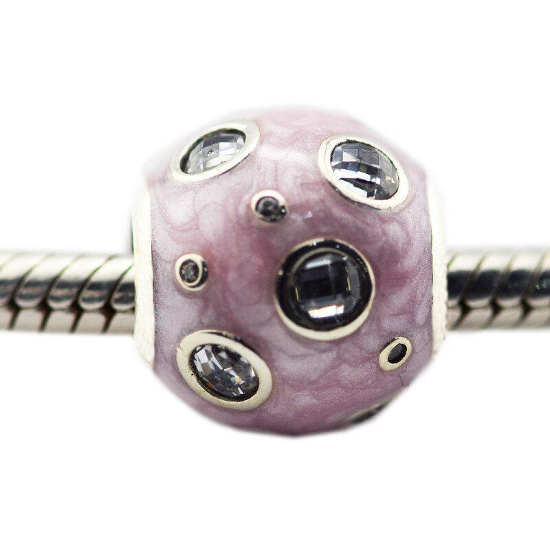 925 Original Silver Beads Pearlescent Pink Dreams Charm Fits European Woman DIY Bracelets Beads For Jewelry Making
