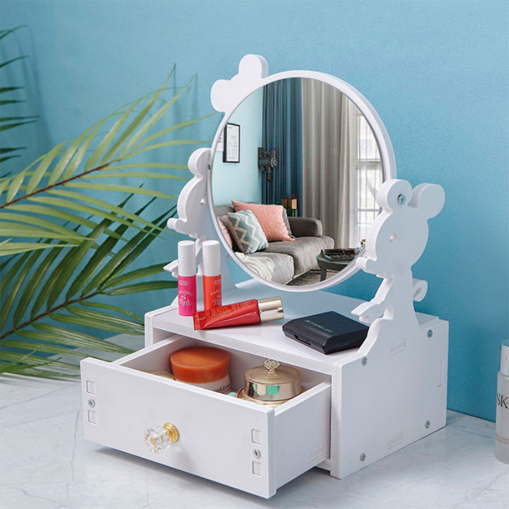 Table Mirror Storage Makeup table Mirror with Drawer Dressing Table Mirrors for Bedroom Beauty Cosmetic Mirror Jewelry Mirrors