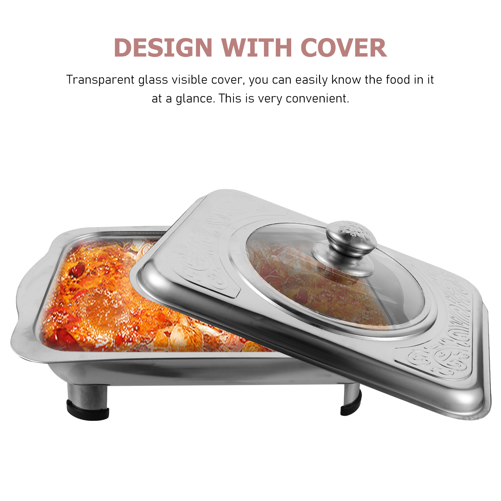 Stainless Steel Dinner Plate Serving Platter Tray with Lid Buffet Reusable Trays Lids Banquet