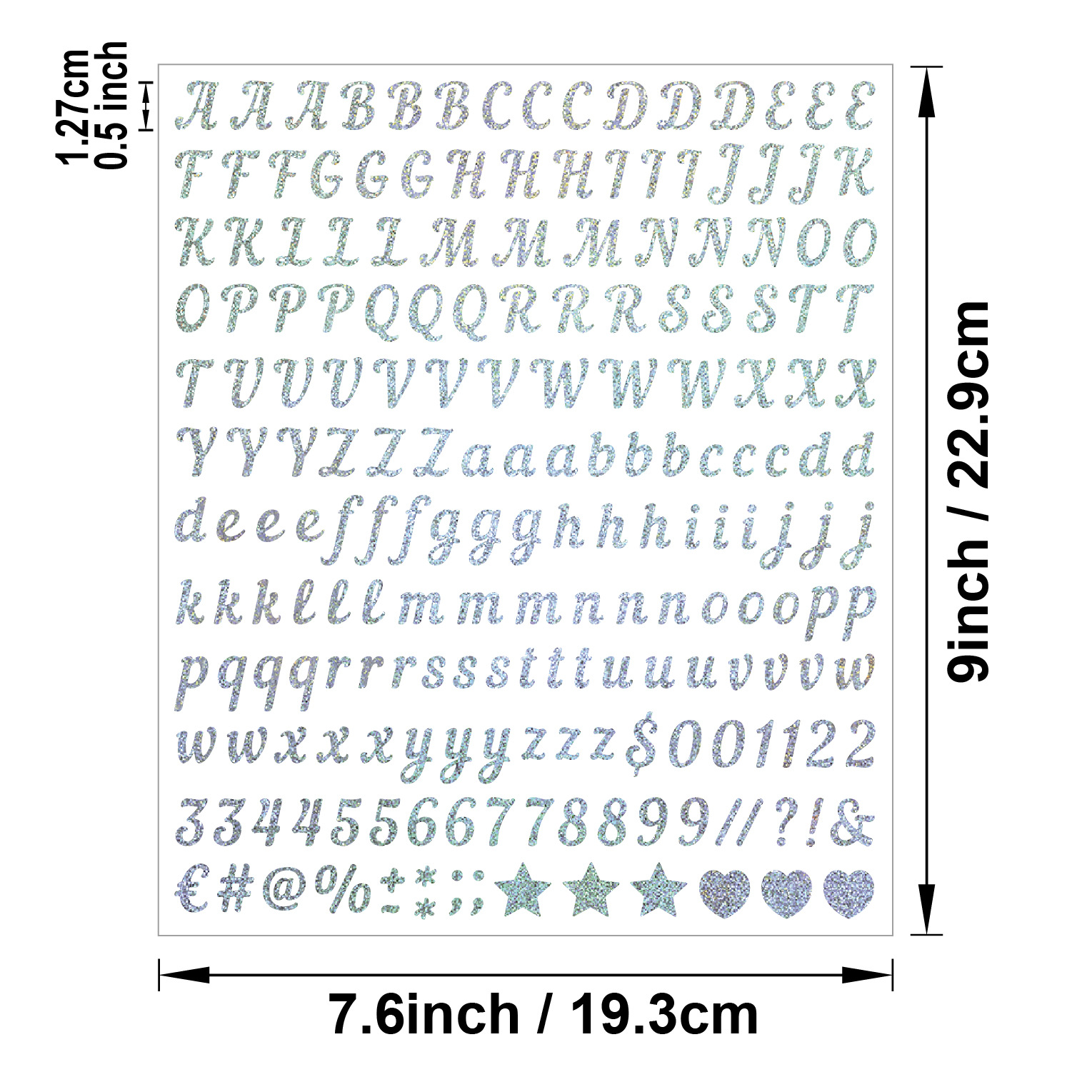 1 vel zelfklevende glitterstickers, letters en cijfers, voor cadeauverpakkingen, feestkaarten, brieven, bruiloftsdecoratie