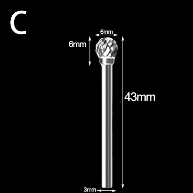 1 stk wolfram stål slibehoved wolfram carbid grater sæt mini bor diamant bor materiale wolfram dremel tilbehør: C