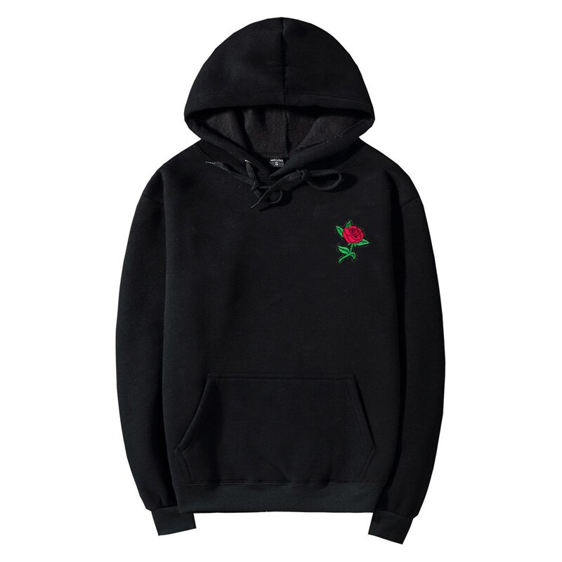 Syksy talvi ruusu kirjonta huppari miesten oversize paksut hupparit miesten collegepaidat puuvillahuppari us koko xs-xl