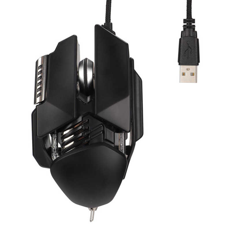Mechanical Mouse 12800 DPI 6D Button Ergonomic Retractable Adjustment RGB Wired USB Gaming Mouse for Desktop PC Laptop