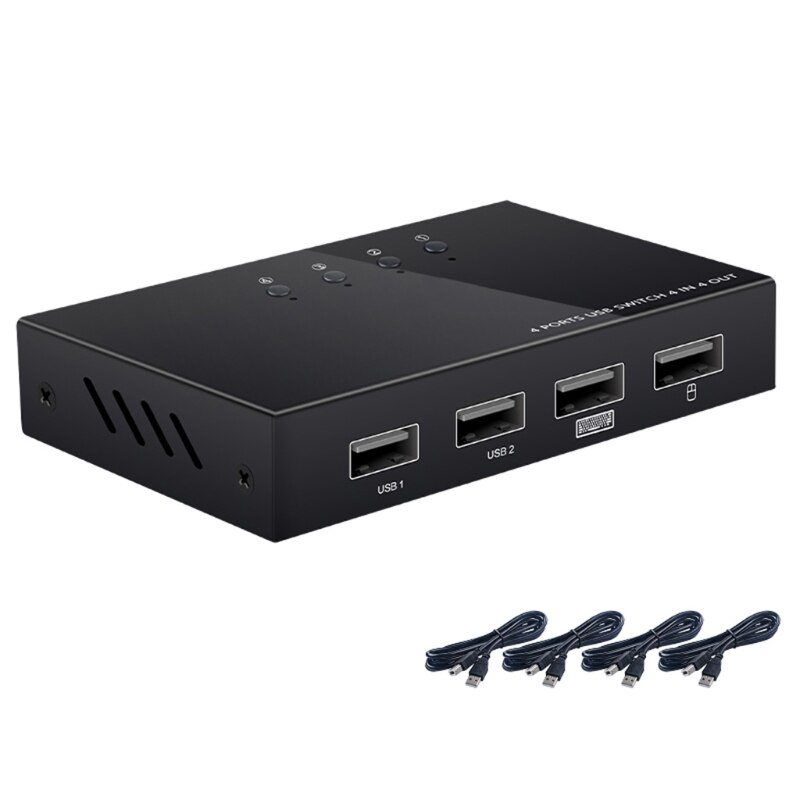 USB Switch 4 Computers PC Sharing One Monitor 4 Port VGA KVM Switch HUB Selector