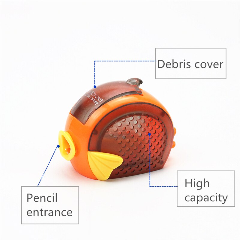 4PCS/LOT Student pencil sharpener Cute small fish large capacity debris sharpening tool Stainless steel blade stationery