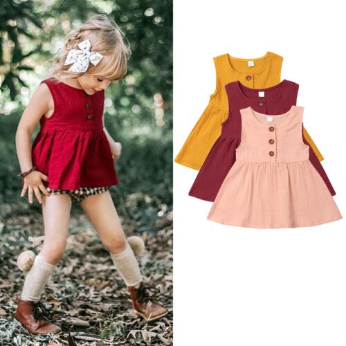 0-3 Years Summer Kids Toddler Baby Girls Sleeveless Blouse Cotton Casual Vest Tops Shirt Button Casual Ptincess Clothes