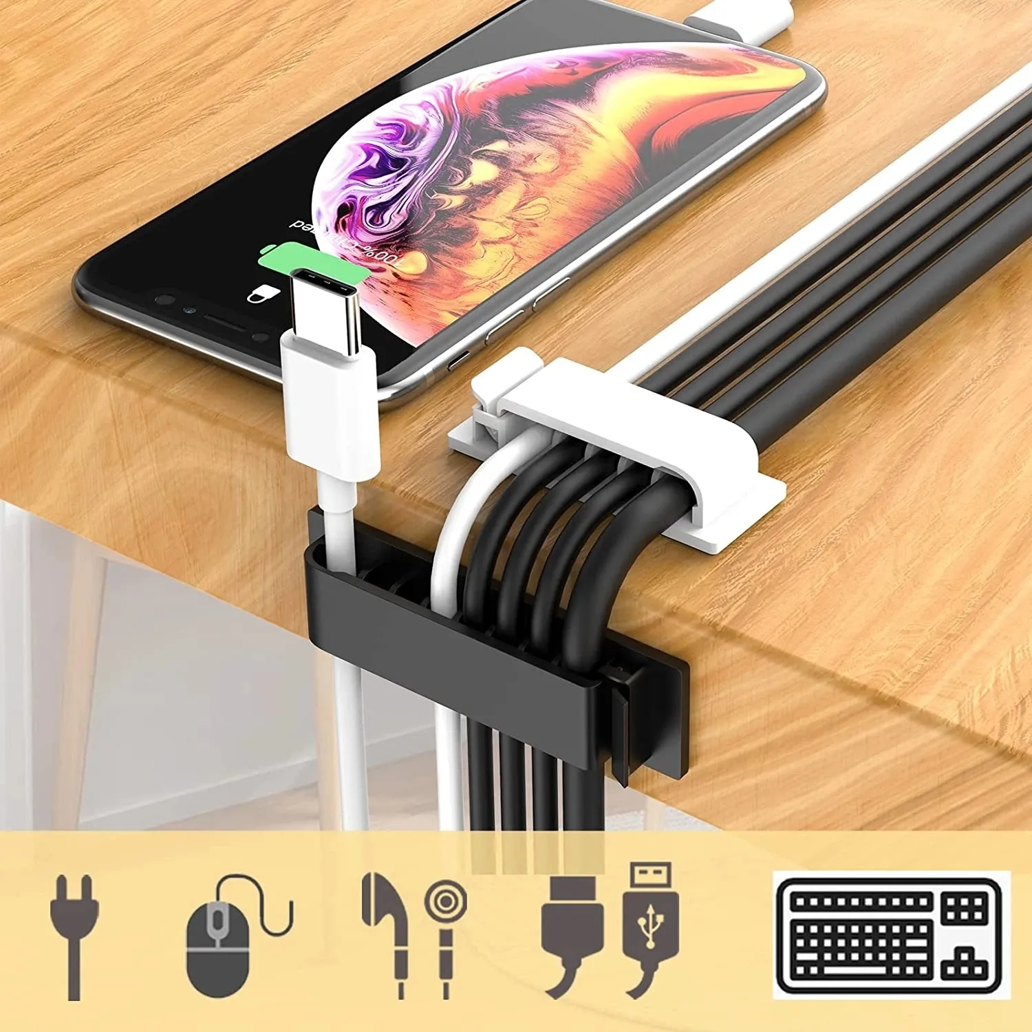 Organizador de cables autoadhesivo, brida para cables, abrazadera para cables, soporte, gestión de abrazaderas, gestión de datos GPS para coche, administrador enrollador de cables decorativo