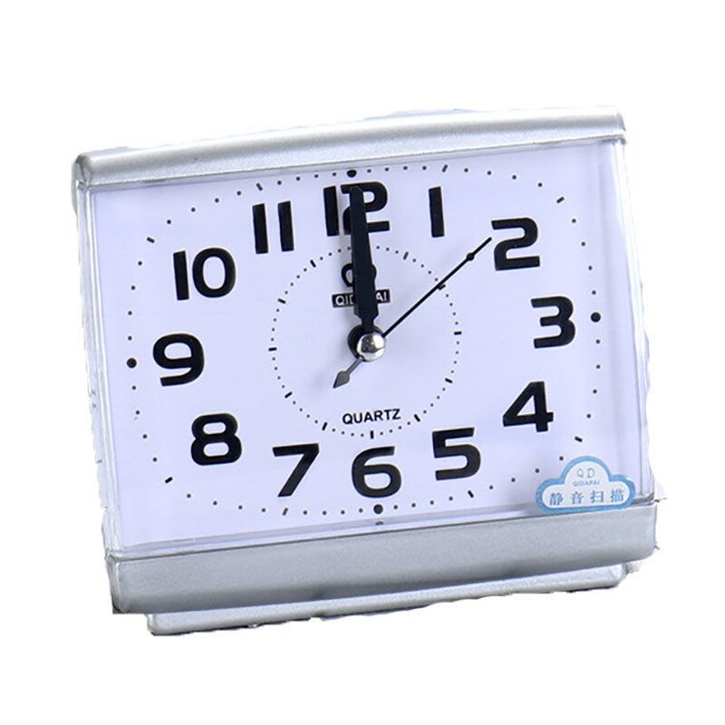 Reloj despertador minimalista, fácil de leer, para mesita de noche, para viaje, hogar, de cuarzo, bonito portátil: White