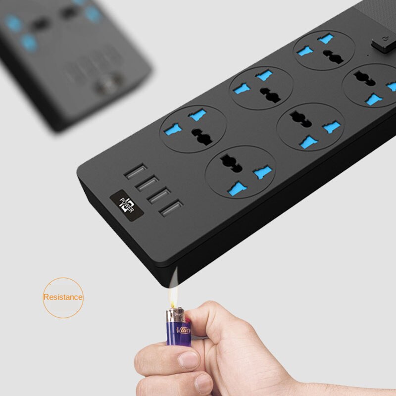 Surge Protector Power Strip with USB 6 Outlets 4 USB Ports Extension Cord for iPhone iPad Tablet PC Home Office Travel