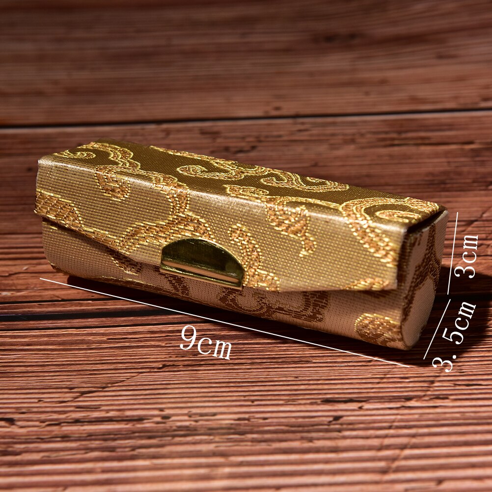 1pc geborduurde lippenstiftdoosjes, opbergdoosje voor lippenstift met spiegel, retro bloemen, draagbare sieradenhouder, willekeurig