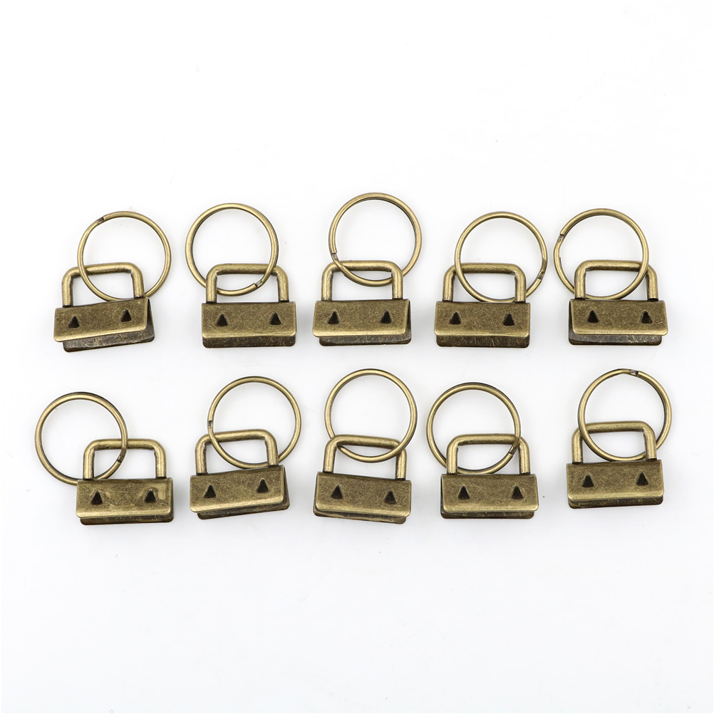 10Pcs Key Fob 25mm Keychain Split Ring For Wrist Wristlets Cotton Tail Clip Hardware Accessories: Bronze