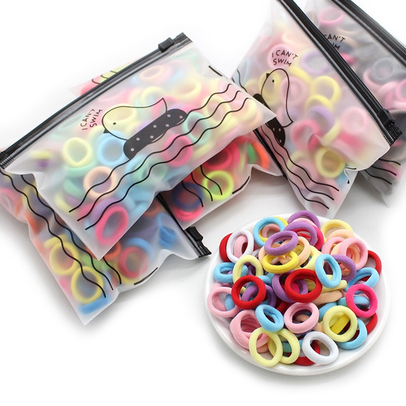 Bandes élastiques colorées de base pour filles, accessoires pour cheveux, chouchou, gomme, 100