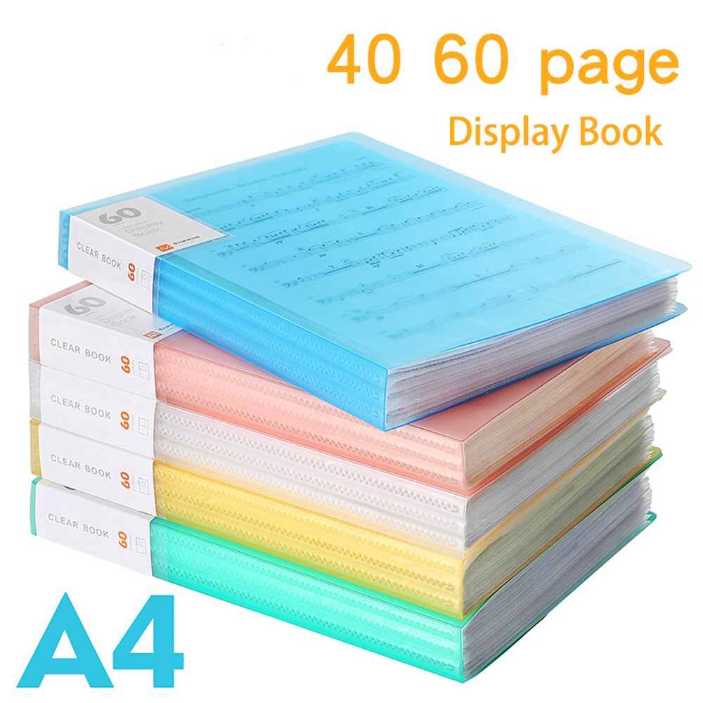 A4 Display Boek 40/60 Pagina Transparante Insert Map Document Opbergtas Voor Bank Bestand Kantoor Werkplek Familie