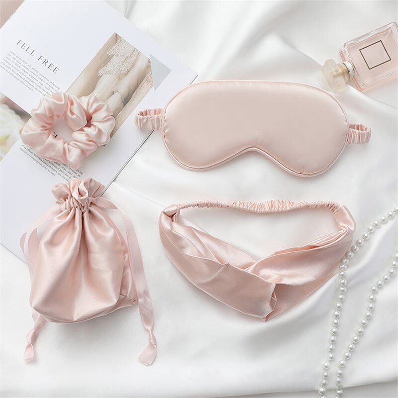 Sleeping Silk Night Eye Mask Help To Sleep Aid Blindfold With Cloth Bag Eyepatch Rest For Men Women Breathable Eye Cover