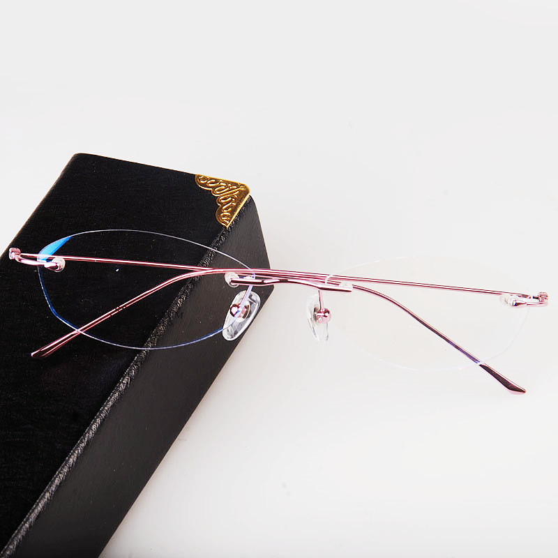 Women Rimless Glasses Pure Titanium Eyeglasses Optical Frame Prescription Frameless Spectacle Simple Line Temple 1280