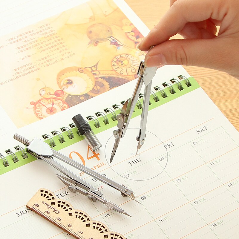 Metal Compass drawing student stationery standard engineering drawing tool with 2.0mm compass special core deli8601