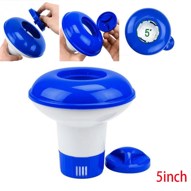 5 tommer deluxe stor blå og hvid flydende swimmingpool spa klordispenser med en justerbar klorudløbsventil