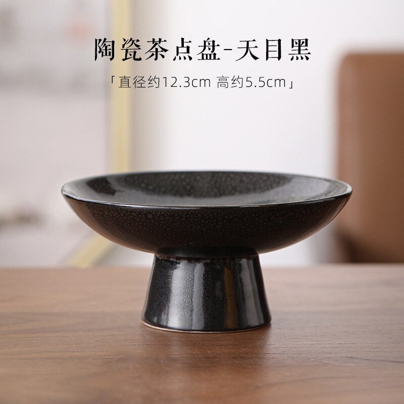 Small tall tea tray, nut cake dessert tray, display, hotel snack dish, dessert dish: black