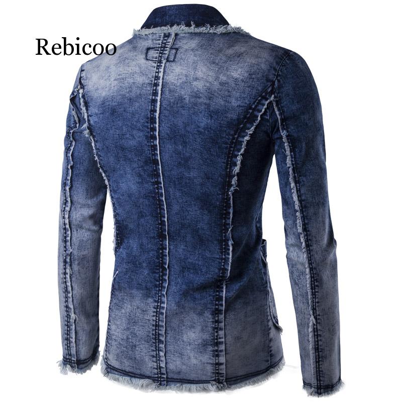 Casual Denim Jacket Suit Men2019 Spring blazer slim fit masculino Trend Jeans suit Jean Jacket Men Asia plus size