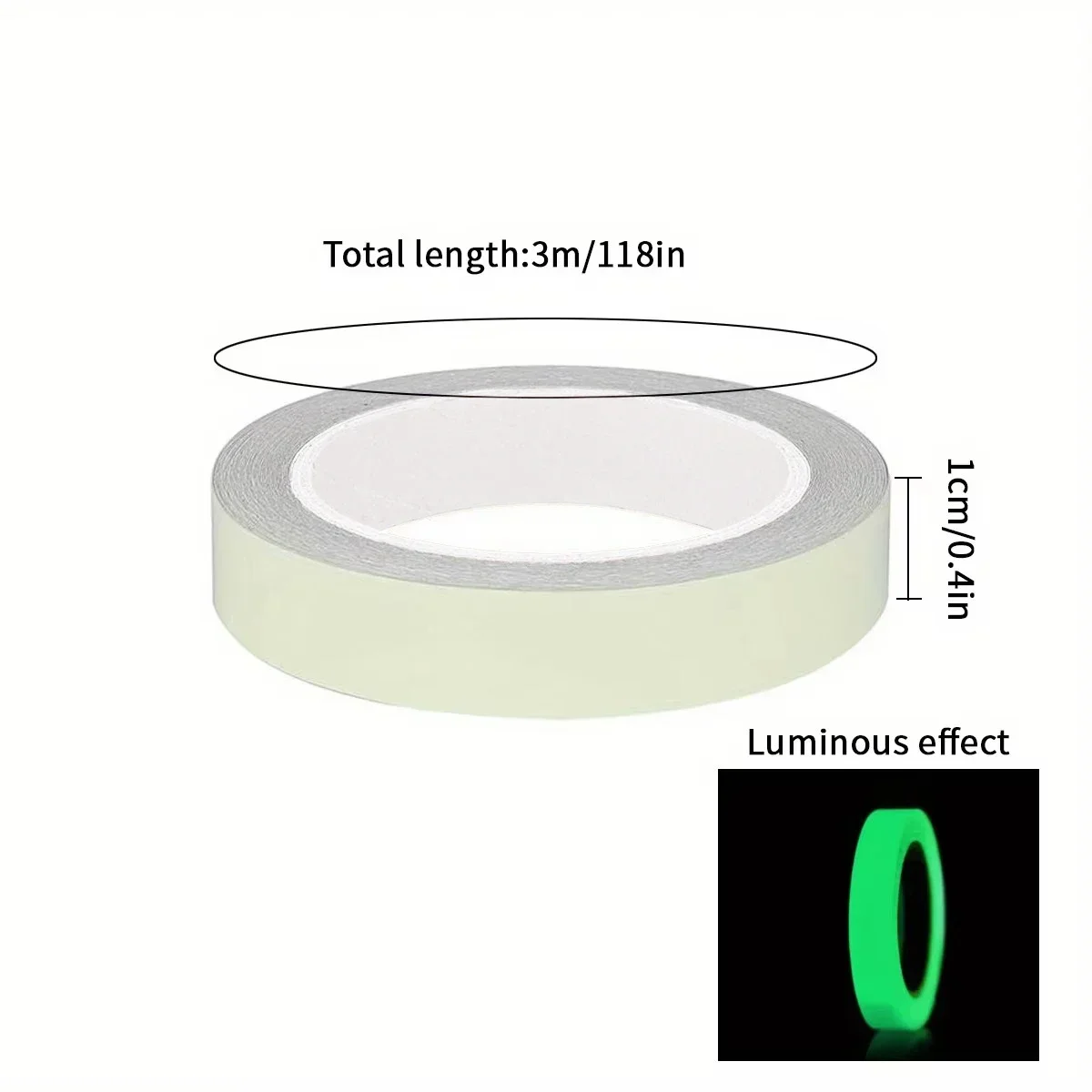 1 Rolle 1 cm * 3 m leuchtendes Klebeband, Treppen-Feuer-Warnaufkleber, Bühnengrün, fluoreszierend, Antikollisions-Warnaufkleber, leuchtendes Klebeband: Ursprünglich Titel