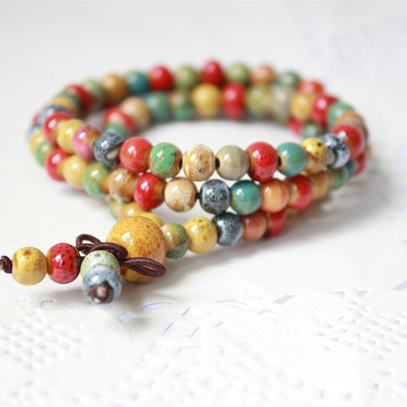 6mm Perlen Strang Armbänder für Frauen Keramik Armbinde Kunst Gebet Perlen Böhmischen Chakra Armbinde Zubehör