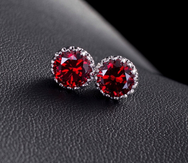 Pendientes de circonita de cristal rojo para mujer, aretes colgantes con incrustaciones de piedra CZ, Color dorado Vintage, joyería de boda femenina,: Color amarillo dorado claro