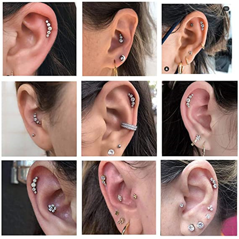 1 Uds. Pendiente de hélice para Piercing de cartílago de cristal, barra de acero inoxidable, pendientes para el trago, joyería Daith para mujer