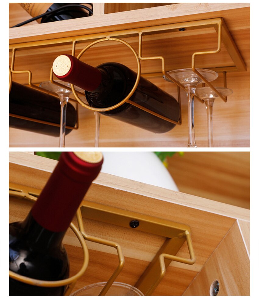 Opknoping Wijnfles Houder Rek Ondersteuning Voor Beker Glas Metalen Muur Decor Plank Wijn Organizer Hanger