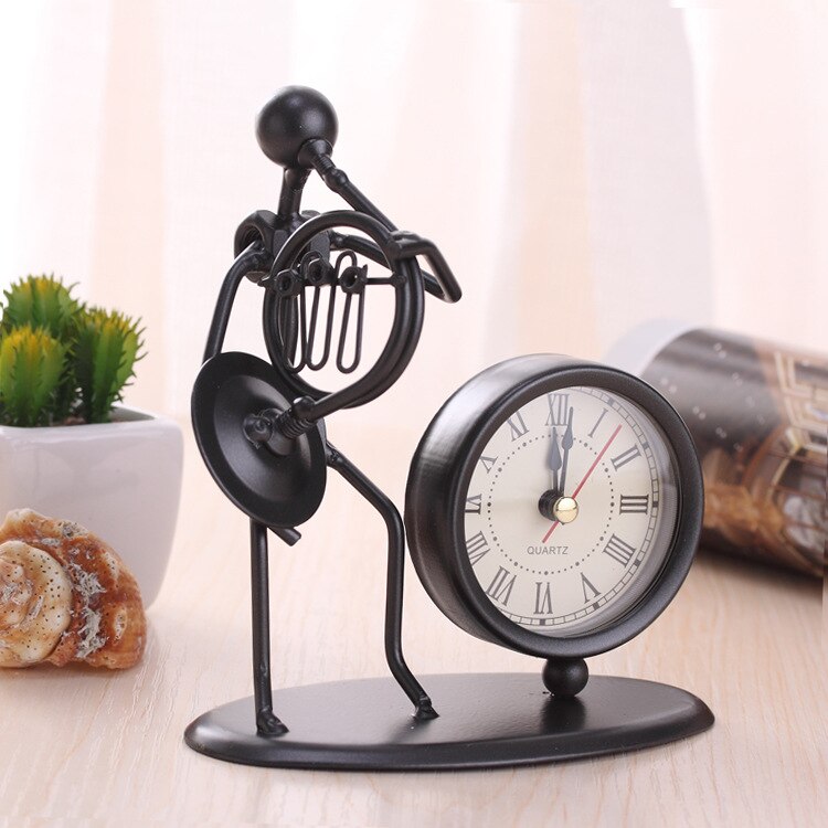 Small Alarm Clock Iron Stainless Steel Personality Retro Table Bedroom Horloge Home Decoration: B