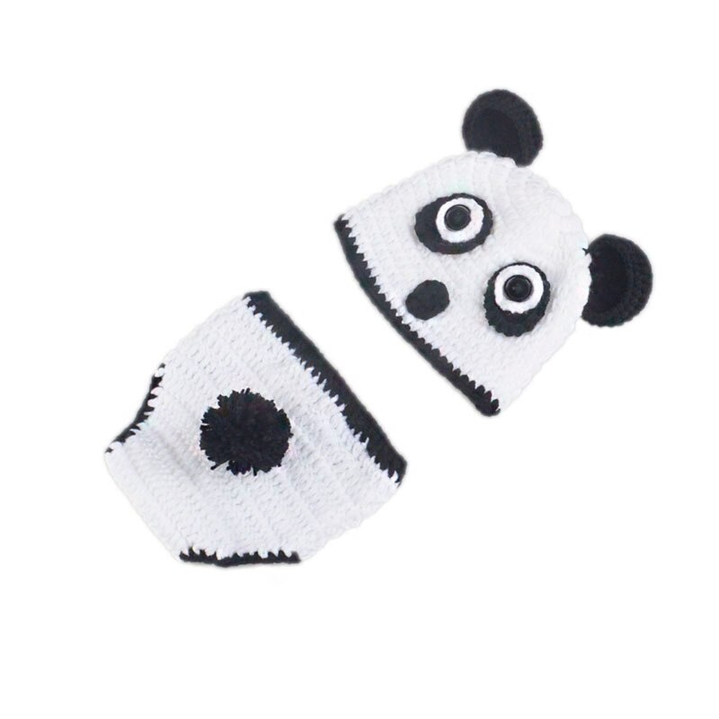 Lovely Panda Baby Boy Hat Pants Shoes Set Knitted Baby Photography Props Animal Baby Outfits MZS-16010