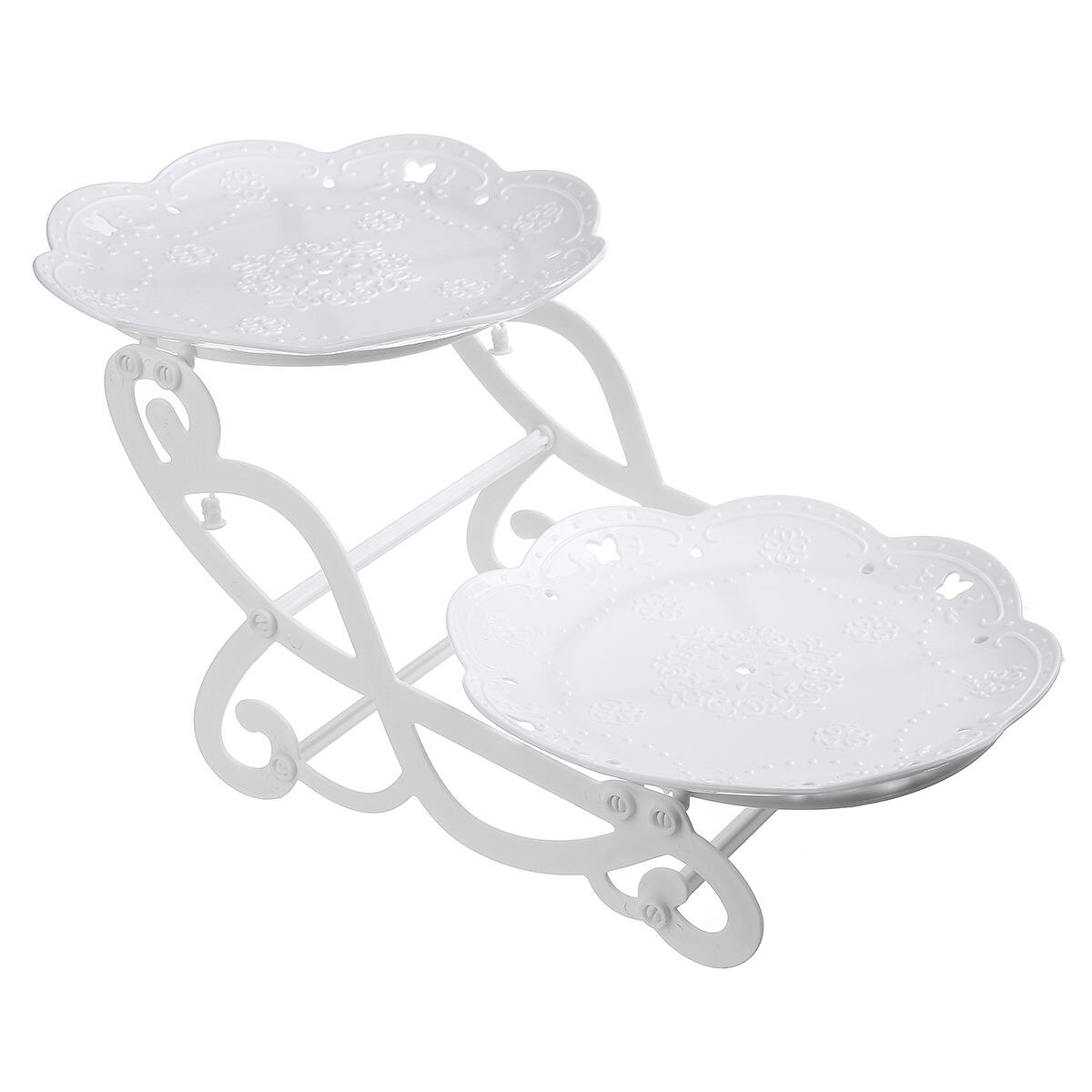 2/3 Tier Cake Stand Afternoon Tea Wedding Plates Party Tableware Bakeware Plastic Tray Dessert Display Rack Cake Decor Ornaments: 2 Tiers Round Bike