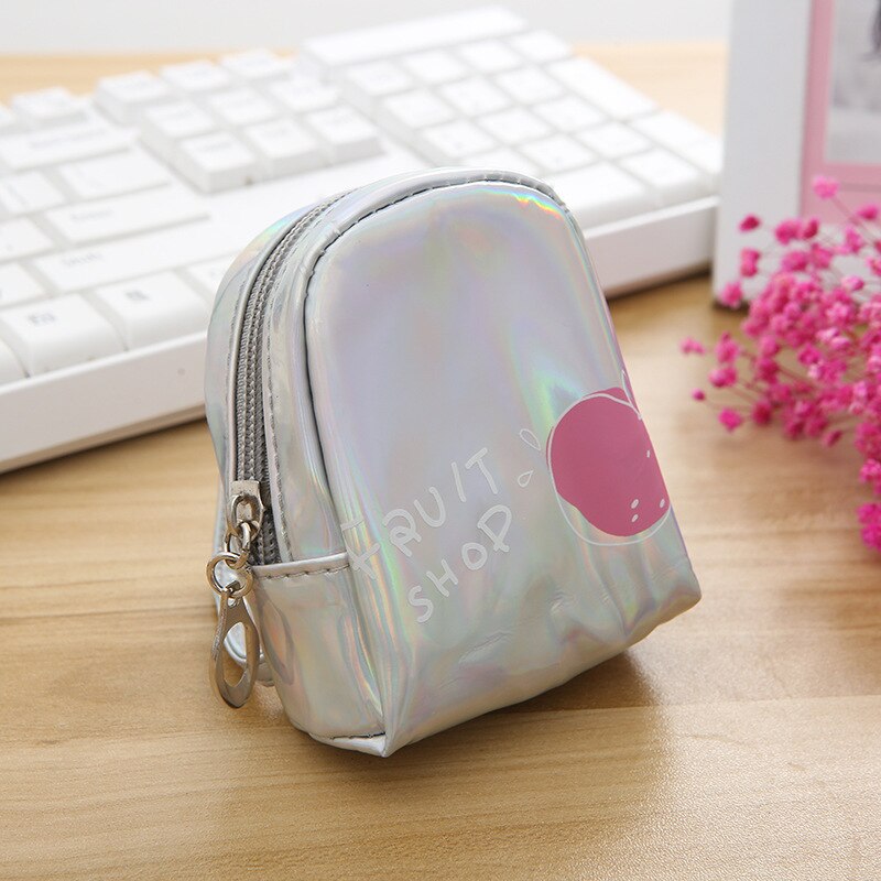 Porte-monnaie de fruits Laser petit sac holographique femmes PVC clair gelée sacs à main filles porte-carte pour enfants porte-monnaie petit portefeuille: Silver